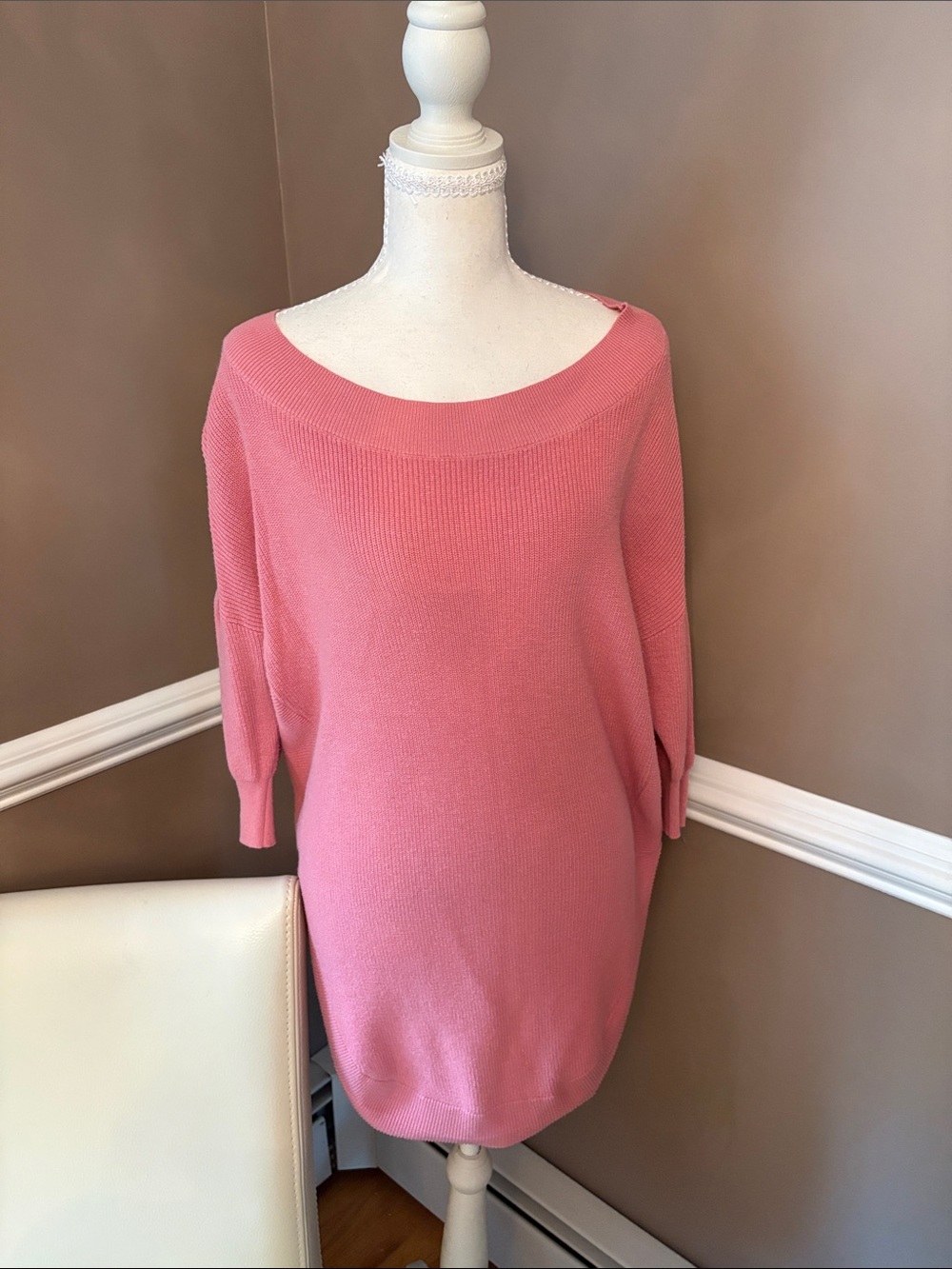 Express Rose Pink Boatneck Knit Tunic